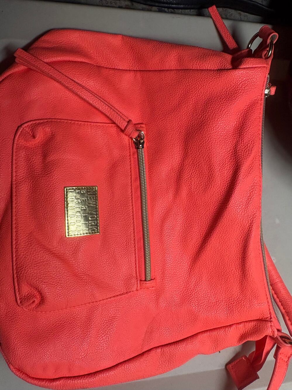 H&M New York Amsterdam London Shoulder Bag Casual Women's Orange Gold